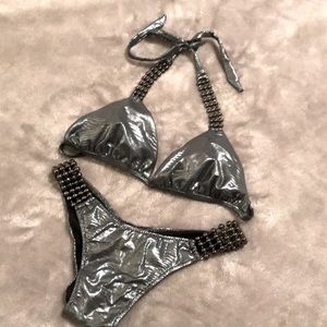 Beach Bunny Metallic Silver Bikini